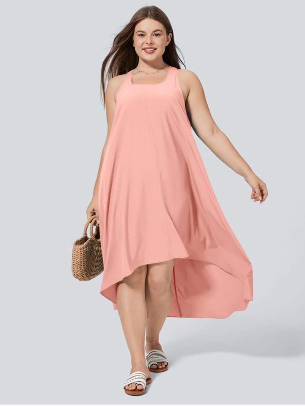 HALARA NEW Breezeful RacerPocket High-Low Flowy MIDI Quick Dry Casual Dress 2X - Picture 5 of 11